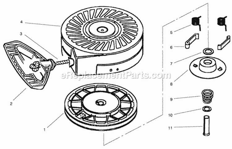 Rewind Starter Diagram and Parts List for 28230 7900001-7999999 - 1997 Lawn Boy Snow Blower